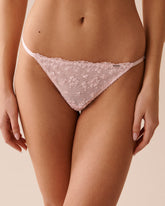 Adjustable Embroidered Mesh String Panty