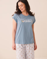 Always in a good mooood Print Cotton Short Sleeve T-shirt