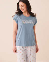 Always in a good mooood Print Cotton Short Sleeve T-shirt
