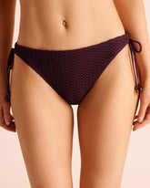 BERRY BURGUNDY Crochet Side Tie Brazilian Bikini Bottom