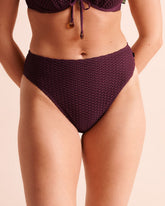 BERRY BURGUNDY High Waist Crochet Cheeky Bikini Bottom
