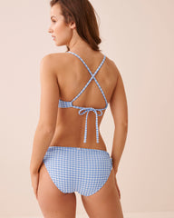 BLUE GINGHAM Bralette Bikini Top