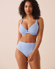 BLUE GINGHAM D Cup Full Coverage Bikini Top