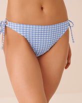 BLUE GINGHAM Side Tie Brazilian Bikini Bottom