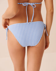 BLUE GINGHAM Side Tie Brazilian Bikini Bottom