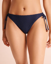 CLASSIC NAVY Crochet Side Tie Brazilian Bikini Bottom