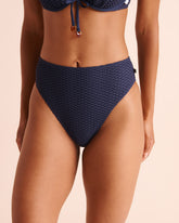 CLASSIC NAVY High Waist Crochet Cheeky Bikini Bottom