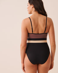 COFFEE BLOCK Scoop Neck One-piece Swimsuit
