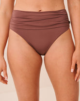 COFFEE Draped Mid Waist Bikini Bottom