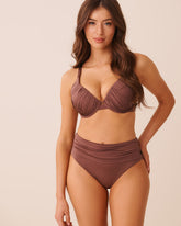 COFFEE Pleated D Cup Full Coverage Bikini Top