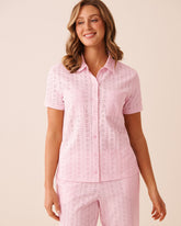 Cotton Eyelet Button-down Shirt