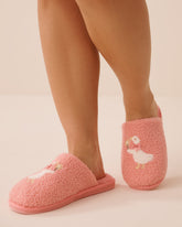 Goose Pattern Curly Fur Slippers