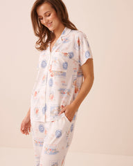 Dolce Vita Print Super Soft Short Sleeve Button-down Shirt