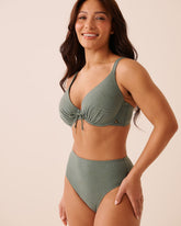 EARTHY GREEN D Cup Plunge Bikini Top