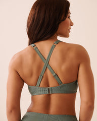 EARTHY GREEN D Cup Plunge Bikini Top