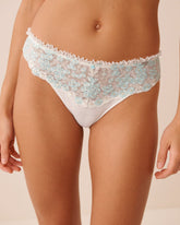 Ruffled Embroidered Mesh Brazilian Panty