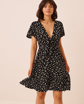 Floral Crepe Short Sleeve Dress