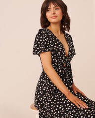 Floral Crepe Short Sleeve Dress