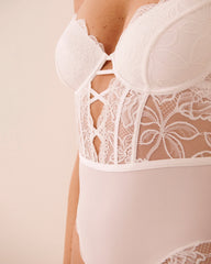 Floral Lace and Microfiber Strappy Teddy
