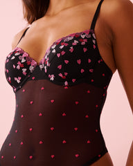 Heart Embroidered Mesh Push-up Teddy