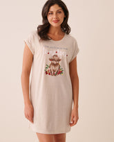 Highland Cow Print Cotton Short Sleeve Sleepshirt