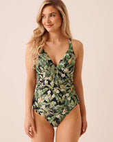 ISLAND VACAY Cinch-Front Ruched Tankini Top