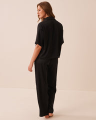Satin Jacquard Polka Dot Short Sleeve Pajama Set