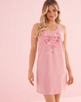 Tropical Flower Print Cotton Sleeveless Sleepshirt