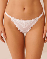 Lace and Swiss Dot Mesh String Panty