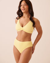 LEMON STRIPE D Cup Triangle Bikini Top