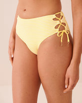 LEMON STRIPE High Waist Cheeky Bikini Bottom