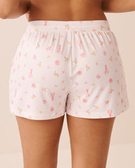 Lobster Floral Print Super Soft Pajama Shorts
