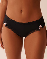 Lace-Trim & Bow Microfiber Cheeky Panty