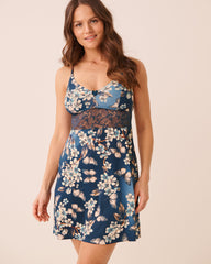 Butterfly Garden Print Lace Trim Nightie