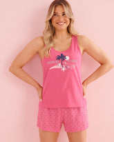 Palm Tree & Seashell Print Cotton Cami and Shorts PJ Set