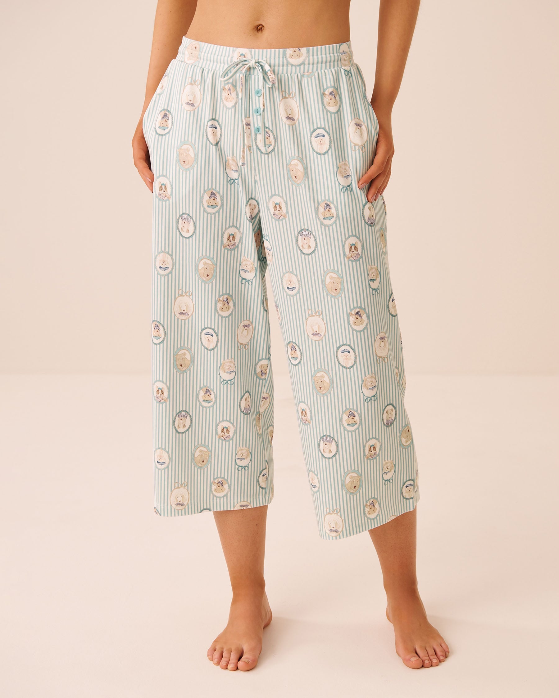 Parisian Dogs Print Super Soft Pajama Capris