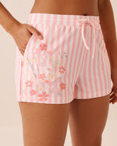 Floral Stripe Print Super Soft Pajama Shorts