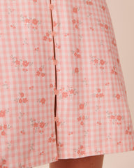 Floral Gingham Print Super Soft Nightie with Shelf Bra