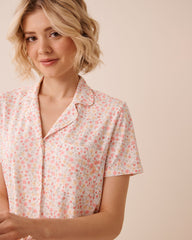 Floral Print Super Soft Short Sleeve Button-down Shirt