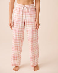 Pink Plaid Cotton Pajama Pants