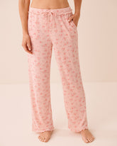 Floral Print Ruffle Hem Pointelle Pajama Pants