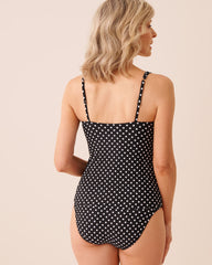 POLKA DOT Shirred Tankini Top