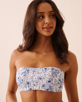 PORCELAIN FLORAL Bandeau Bikini Top