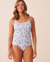 PORCELAIN FLORAL Scoop Neck Tankini Top