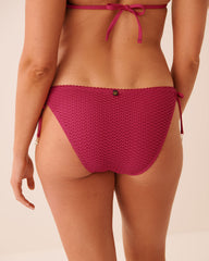 RASPBERRY RED Crochet Side Tie Brazilian Bikini Bottom