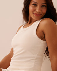 Ribbed Cotton Tank Top with Shelf Bra