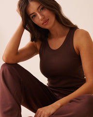 Ribbed Cotton Tank Top with Shelf Bra