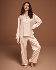 Satin Long Sleeve Button-down Shirt