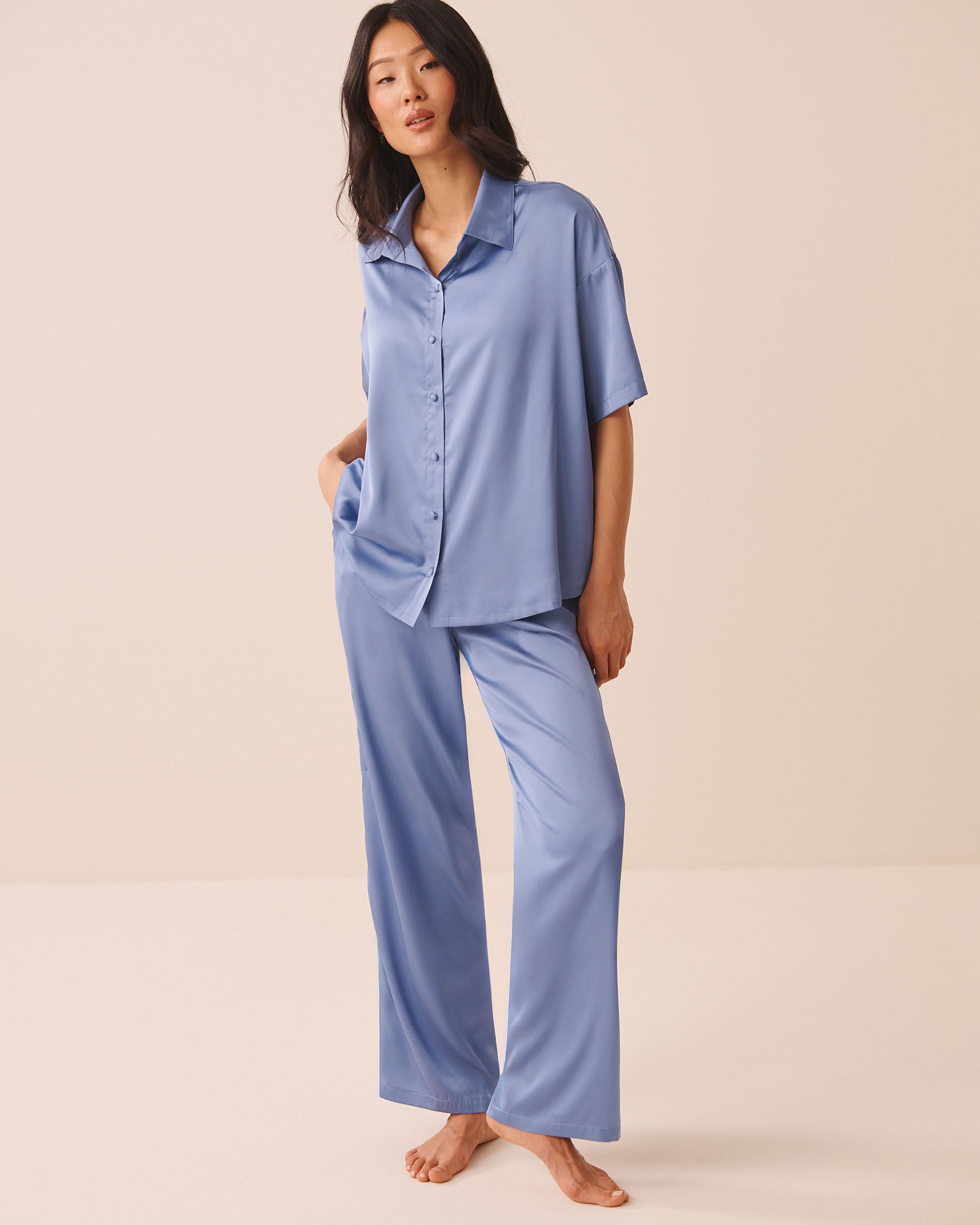 Short Sleeve Satin Pajama Set