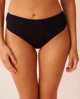 BLACK Mid Waist Brazilian Bikini Bottom